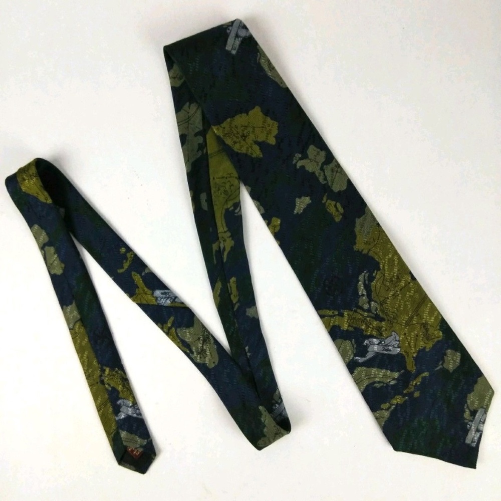 Ralph Lauren Planes Silk Boating Map Flag Tie